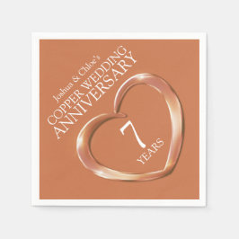 Knapor av namn från koppar 7:e Bröllop-årsdagen Pappersservett