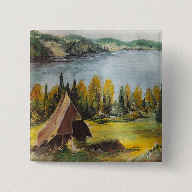 Knapp Ann Hayes målande chalet på Sjö (Framsida)