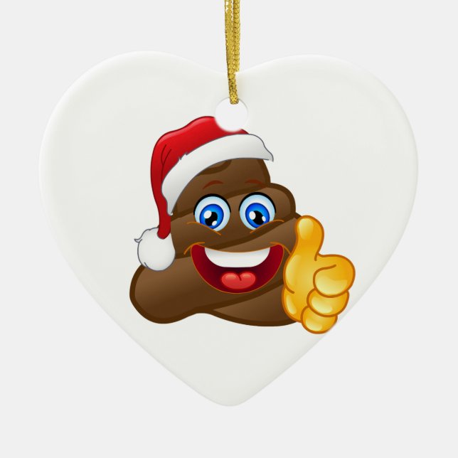 Knäpp briljant Santa Poop Emoji Julgransprydnad Keramik (Framsidan)