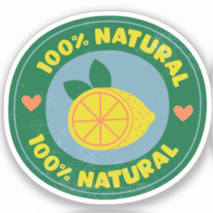 Knapp för 100 % naturlig citronsymbol klistermärken