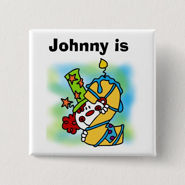 Knapp för anpassad pojkclown Birthday (Framsida)