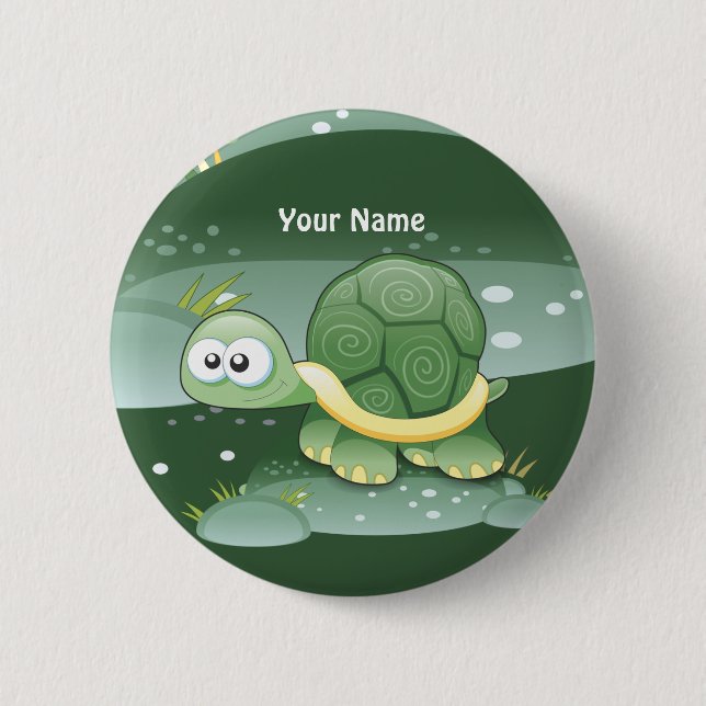 Knapp för Anpassningsbar av Cute Turtle (Framsida)