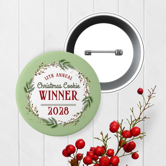Knapp för årligt vinnpris i Tävling (Christmas Holiday Competition Prize Button for the Winner. Great for Cookie & Sweater Contests!)