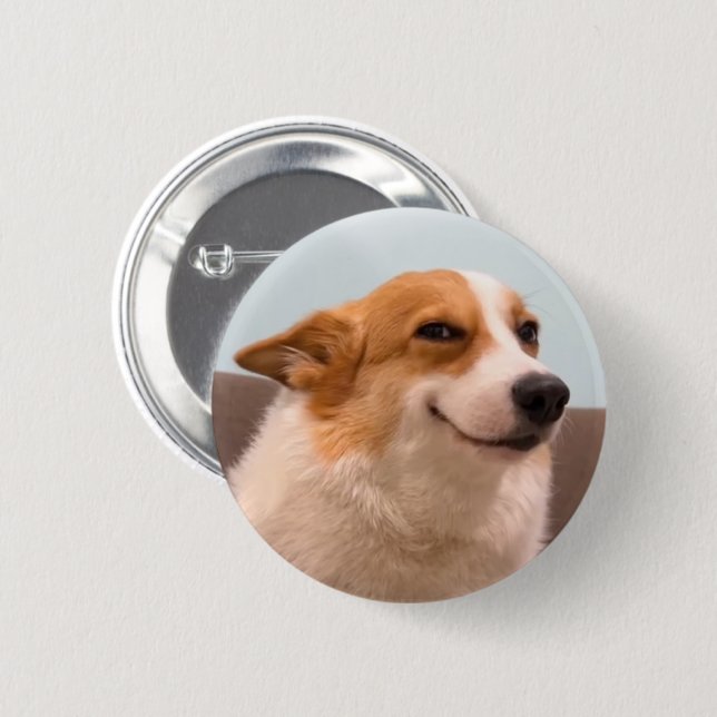Knapp för att le Corgi Meme Pin (Framsida & baksida)