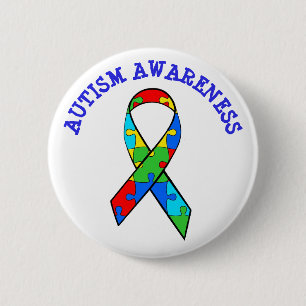 KNAPP FÖR AUTISM AWARENESS RIBBON ROUND