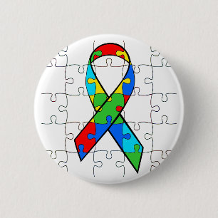KNAPP FÖR AUTISM AWARENESS RIBBON ROUND