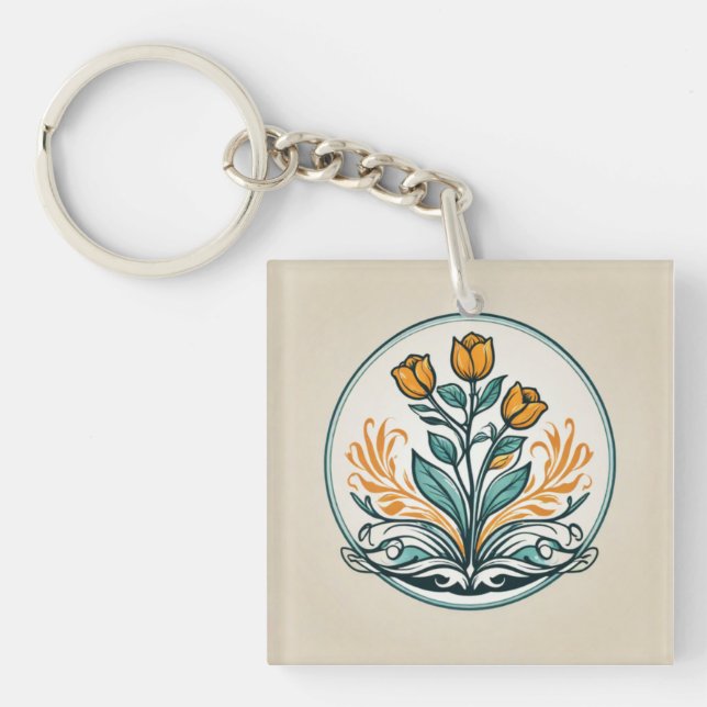 Knapp för Blommigt av orange (Framsidan)