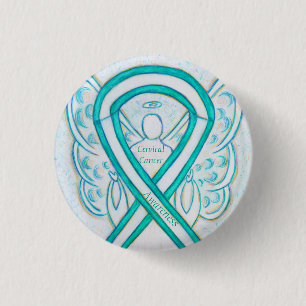 Knapp för cervikal Cancer Teal Awareness Ribbon An