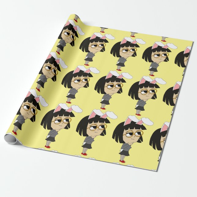knapp för chibi bunnygirl presentpapper (Utrullad)