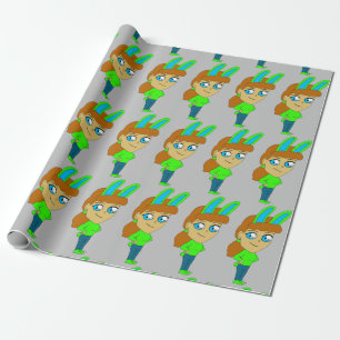 knapp för chibi bunnygirl presentpapper