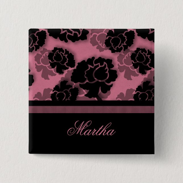 Knapp för dekadans av grungy-Blommigt, Rosa (Framsida)