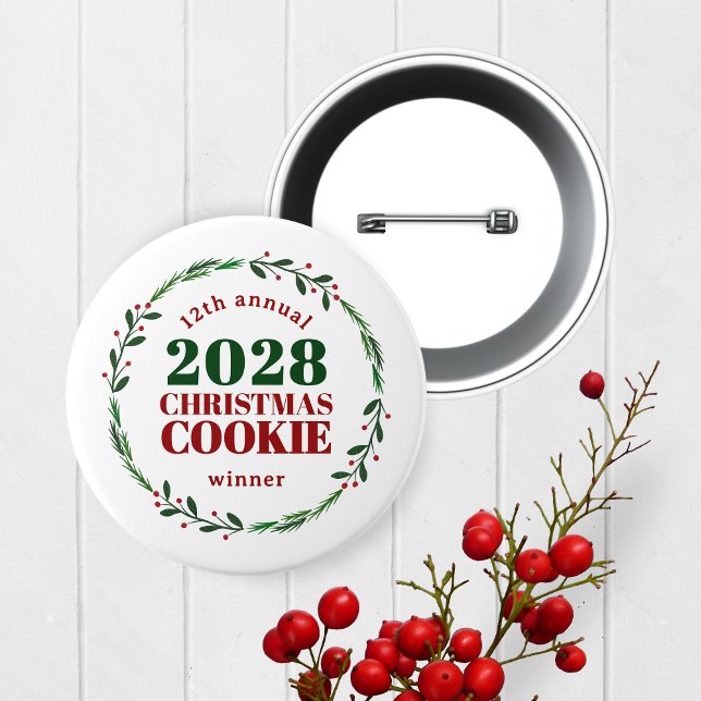 Knapp för det moderna årspriset Helgdag i Tävling (Christmas Holiday Competition Prize Button for the Winner. Great for Cookie & Sweater Contests!)