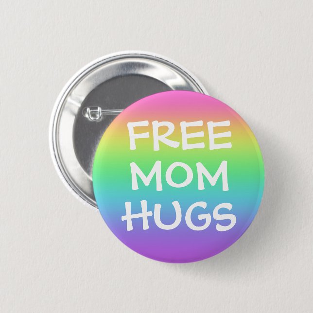 Knapp för fritt Mamma Hugs-regnbåge (Framsida & baksida)