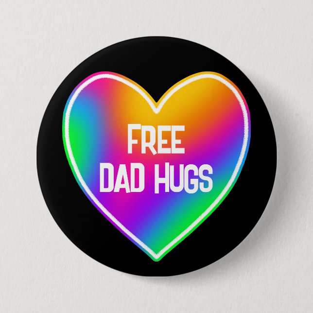 Knapp för fritt Pappa Hugs Rainbow Heart (Framsida)