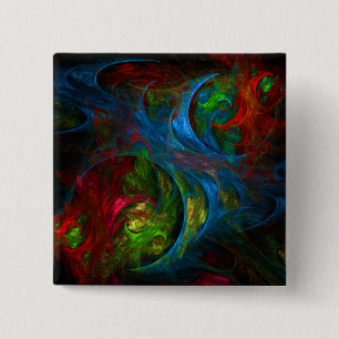 Knapp för Genesis Blue Abstrakt Art (fyrkantig)