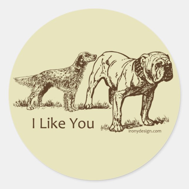 Knapp för hund runt klistermärke (Framsida)