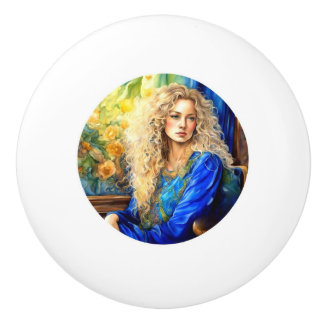 Knapp för keramisk låda - blå knopp