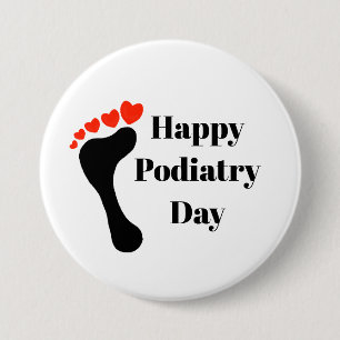 Knapp för podiatrisk dag med fot- och hjärtleksake