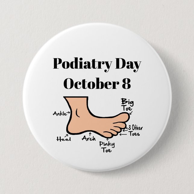 Knapp för podiatry Day FUNNY Foot Diagram (Framsida)