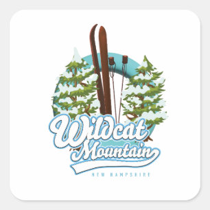 Knapp för poster av Wildcat Mountain New Hampshire Fyrkantigt Klistermärke