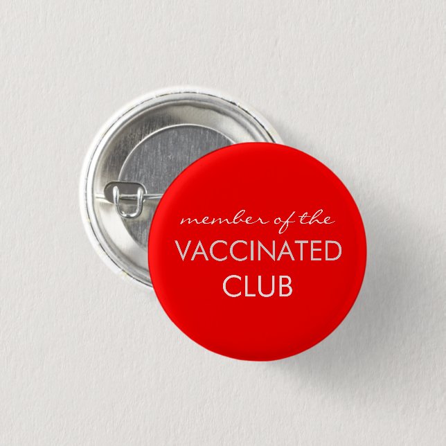 Knapp för röd vaccinerad Klubb (Framsida & baksida)