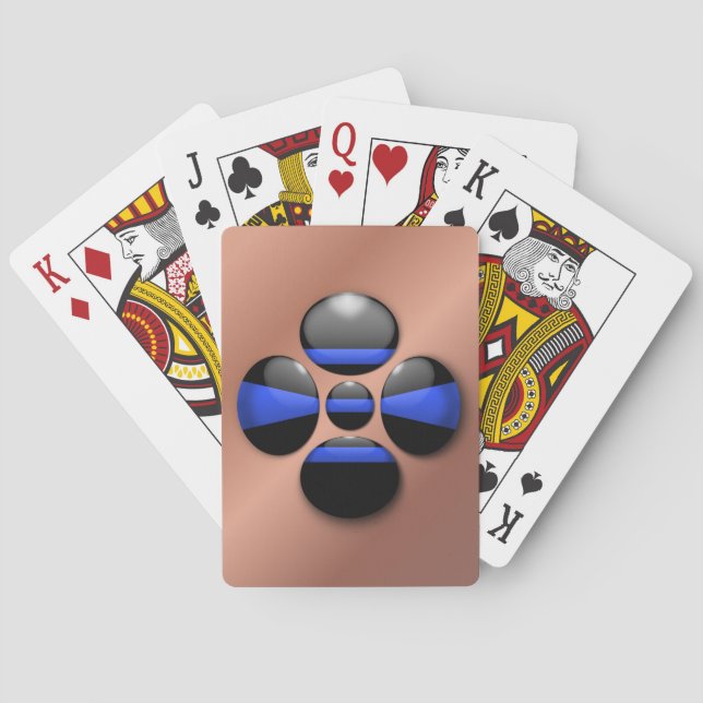 Knapp för tunn blå linje spelkort (Baksidan)