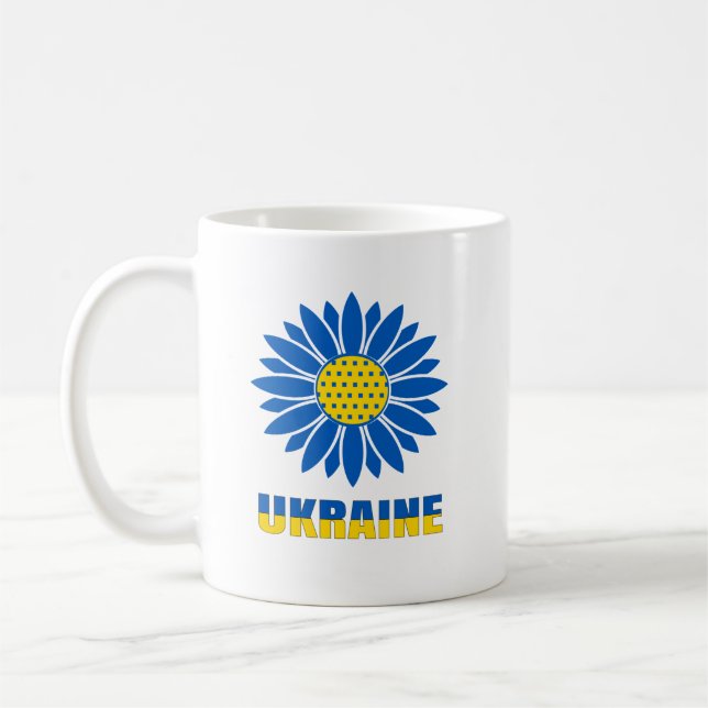 Knapp för ukrainsk solrosartikel T-Shirt-Truckerke Kaffemugg (Vänster)