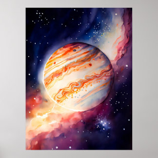 Knapp för vaterfärgsdarr jupiter Art Poster