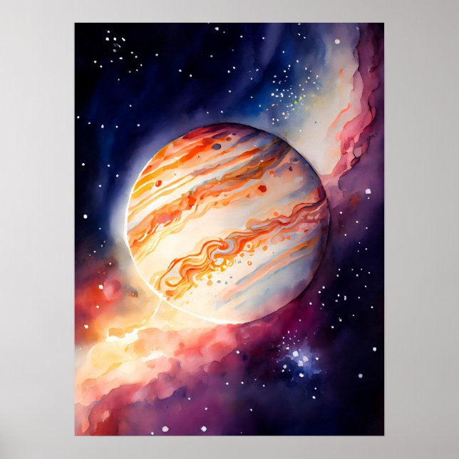 Knapp för vaterfärgsdarr jupiter Art Poster (Framsidan)