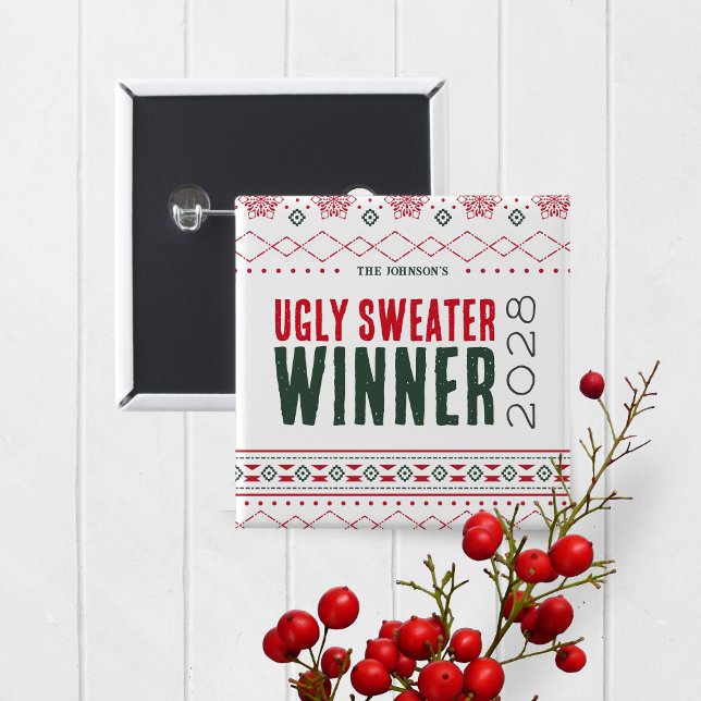 Knapp för vinnpris i Tävling, Uganda (Ugly Christmas Sweater Holiday Competition Contest Prize Button for the Winner )