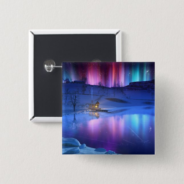 Knapp för vinterregnbåge (Framsida & baksida)