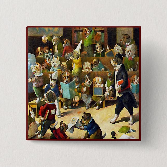 Knapp: Hund School av Louis Wain Knapp (Framsida)