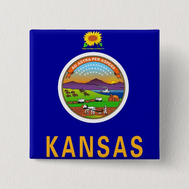 Knapp med Flagga av Kansas (Framsida)