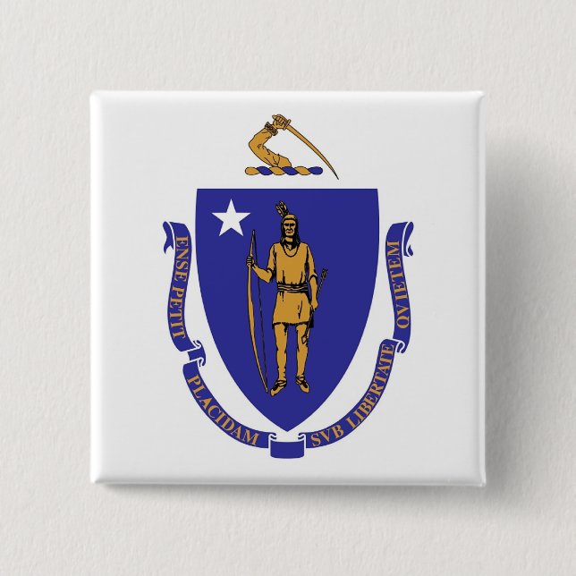 Knapp med Flagga av Massachusetts (Framsida)