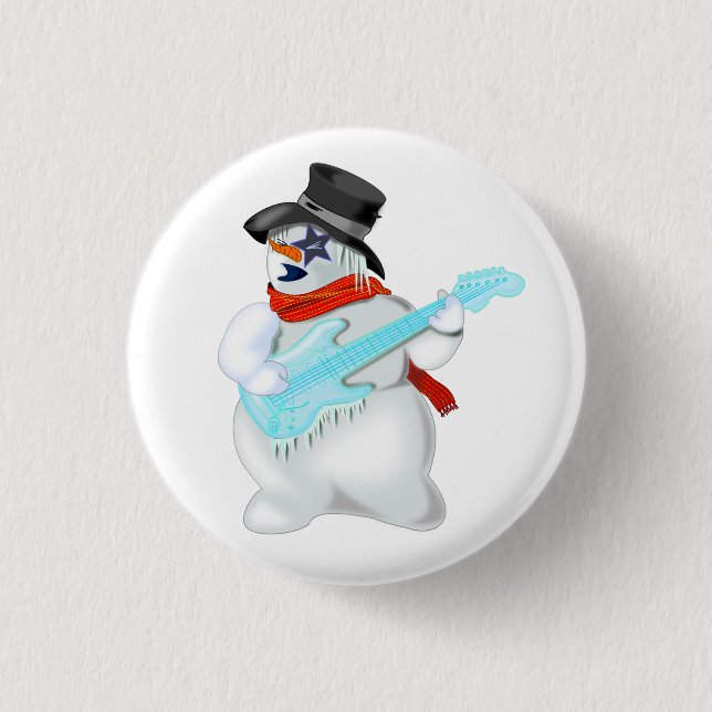 Knapp med Snögubbe med Guitar (Framsida)