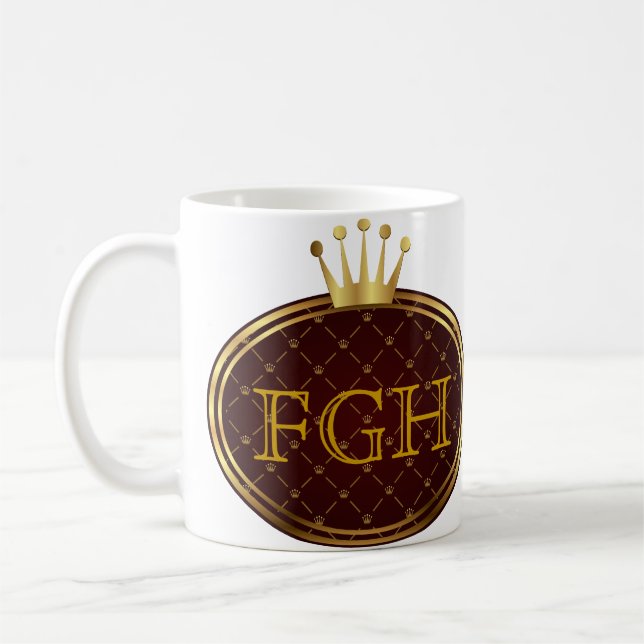 Knapp RETRO GULD KRONA + ditt monogram Kaffemugg (Vänster)