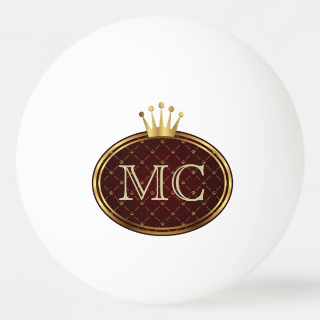 Knapp RETRO GULD KRONA + ditt monogram Pingisboll (Baksidan)