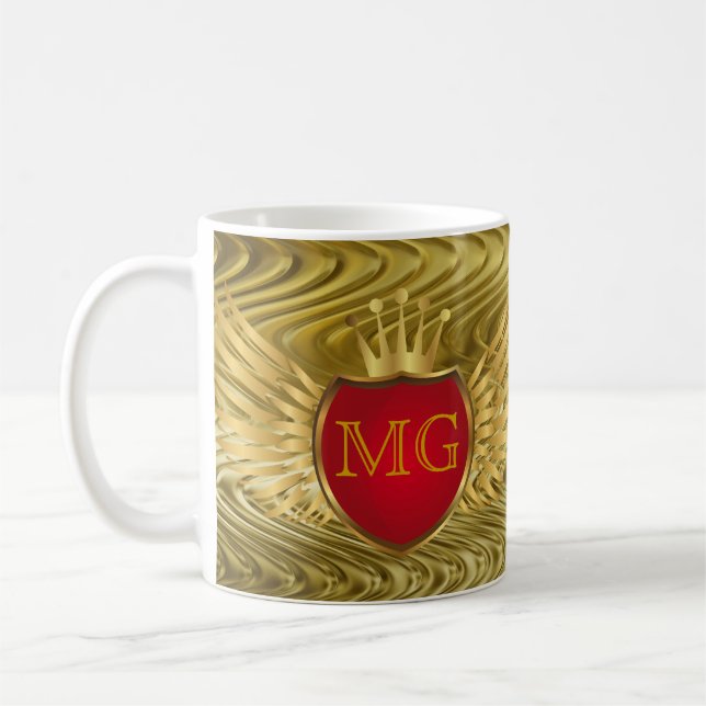 Knapp RETRO GULD VINGAR + ditt monogram Kaffemugg (Vänster)