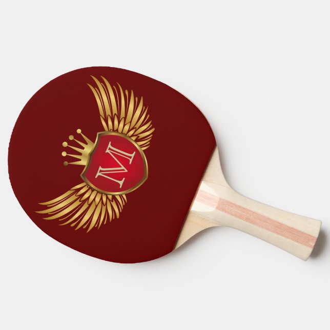 Knapp RETRO GULD VINGAR + ditt monogram Pingisracket (Baksidan )