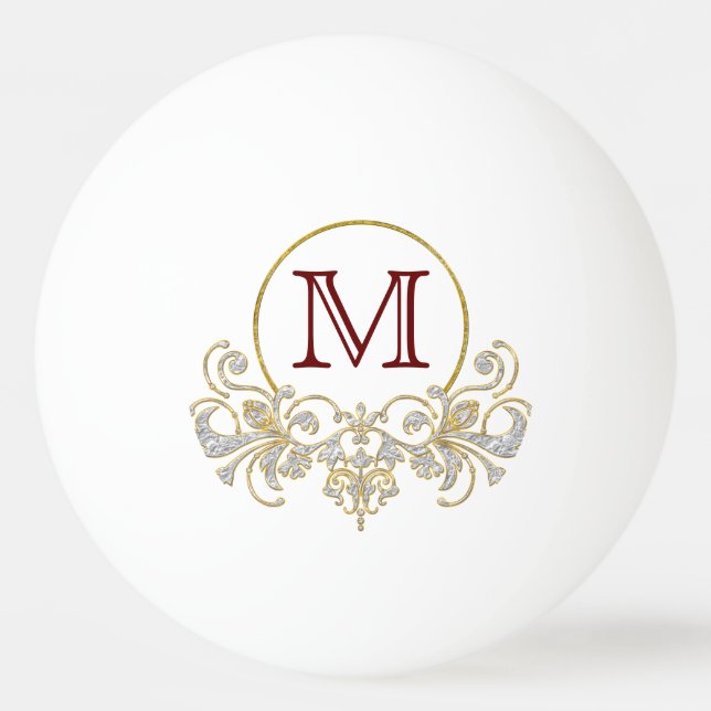 Knapp RETRO ORNAMENT + ditt monogram Pingisboll (Baksidan)