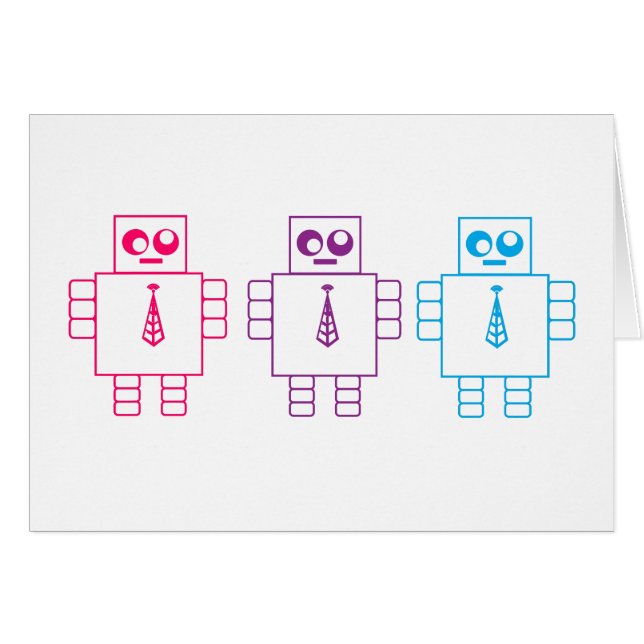 Knäpp robotar hälsningskort (Framsidan Horizontal)