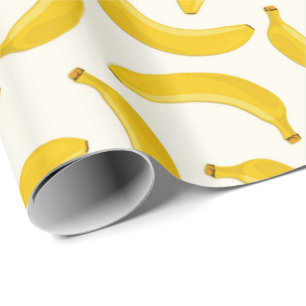 Knäpp tropiskt frukttryck, gult och vit presentpapper