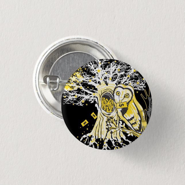 Knapp – Urban Tree Owl & Wealth Surreal Pop-Art (Framsida & baksida)