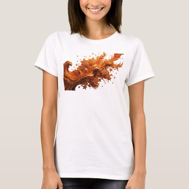 Knappa röda GULDSTJÄRNOR Textdesign T Shirt (Framsida)