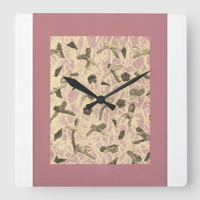 Knäppad Flytande lås för kvadratkvadratväggar Fyrkantig Klocka (Framsida)