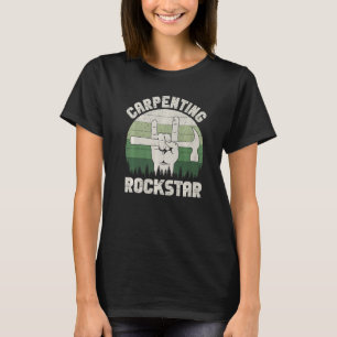 Knäppande rockstjärna, roligt snickare, träarbetar t shirt