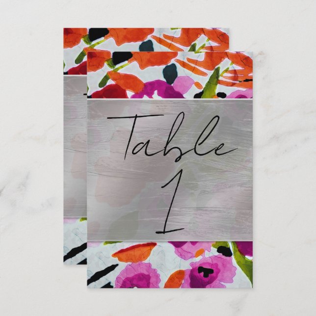 Knappar av djärva färger bläckiga akvarellblommor inbjudningar (Fram/baksida)