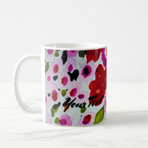 Knappar av djärva färger vattenfärg blommor kaffemugg
