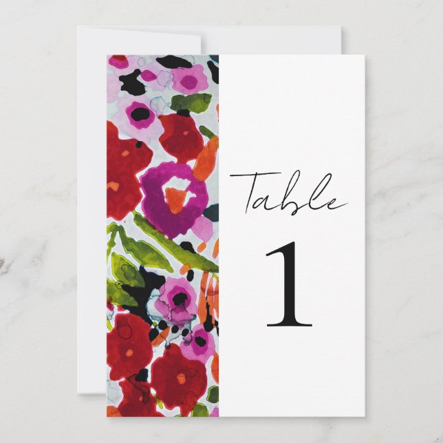 Knappar av fet färg bläckiga akvarellblommor bröll inbjudningar (Framsida)