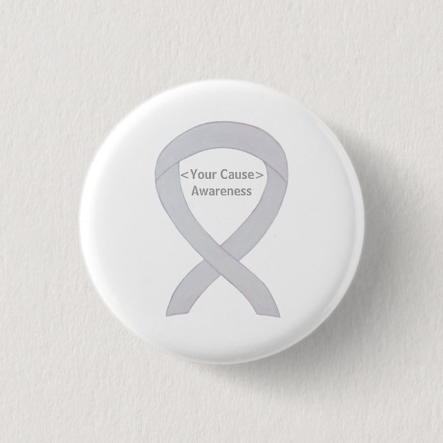 Knappar för Pearl White Awareness Ribbon Anpassnin (Framsida)